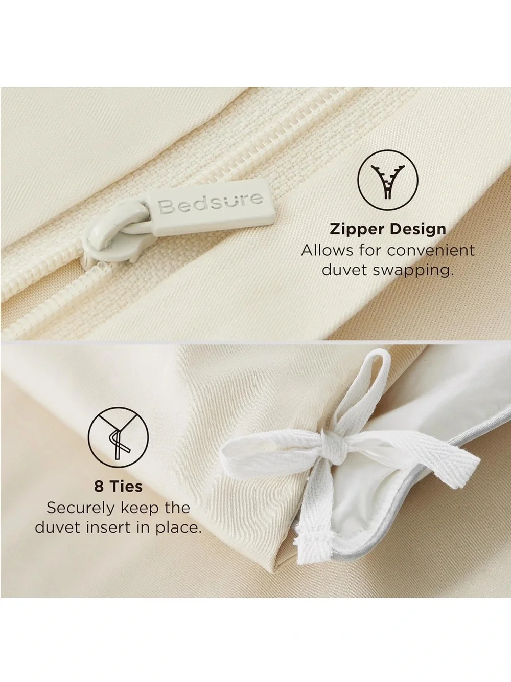 NEW Bedsure 100% Viscose Derived from Bamboo Duvet Cover King Size, Light Beige